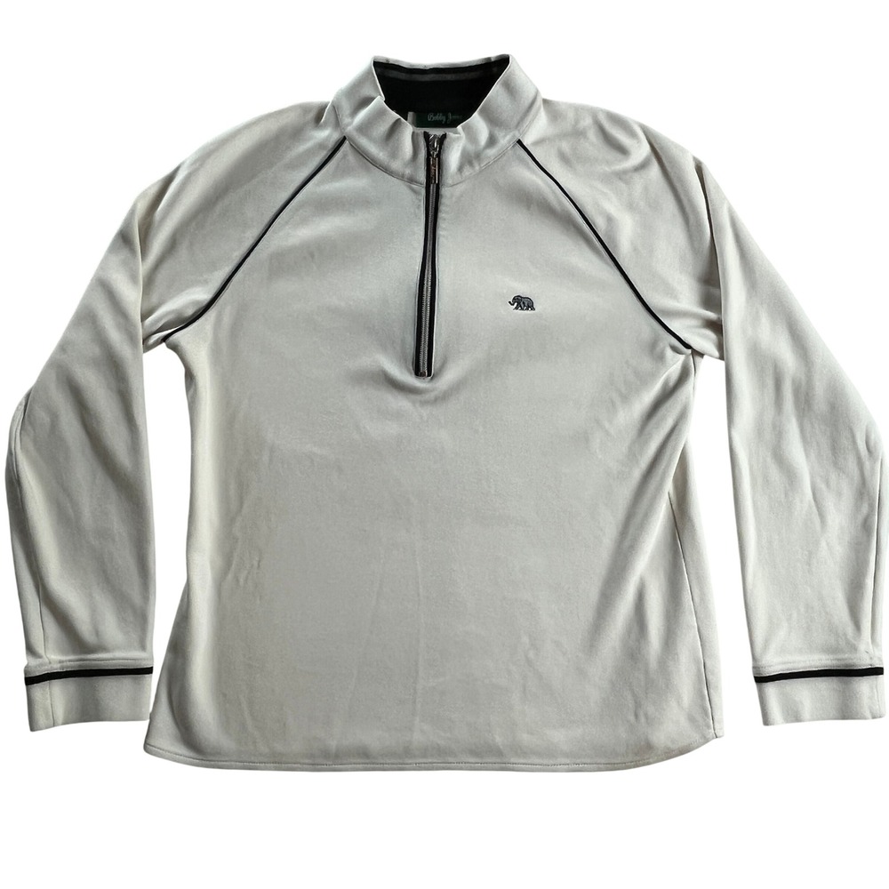 Bobby Jones Men's Cream Pima Cotton Quarter Zip Golf Pullover Large Peru